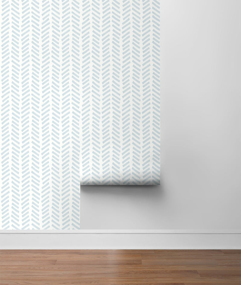 media image for Mod Chevron Peel-and-Stick Wallpaper in Sky Blue by NextWall 247