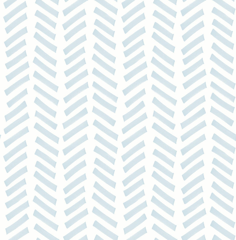 media image for Mod Chevron Peel-and-Stick Wallpaper in Sky Blue by NextWall 212