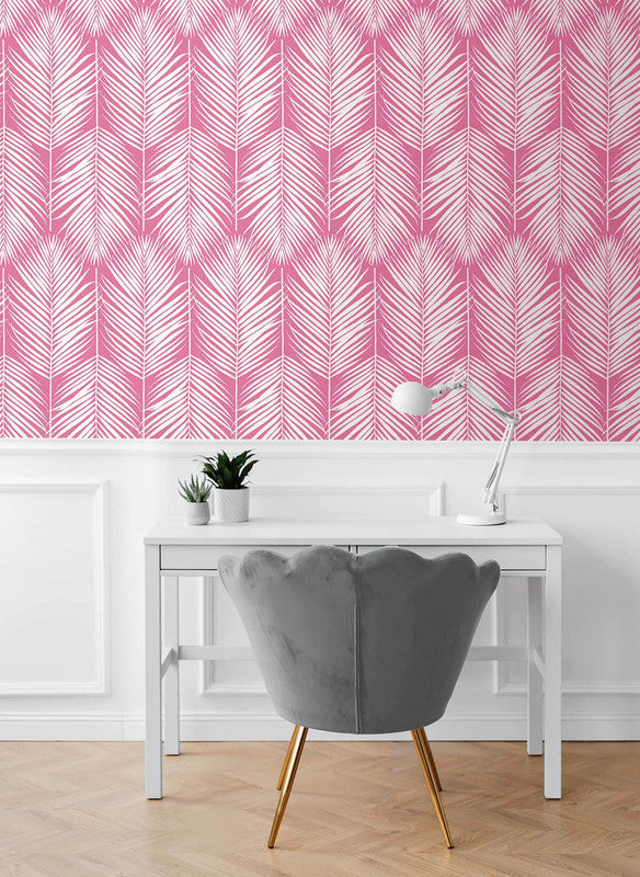 media image for Palm Silhouette Peel & Stick Wallpaper in Pink 259