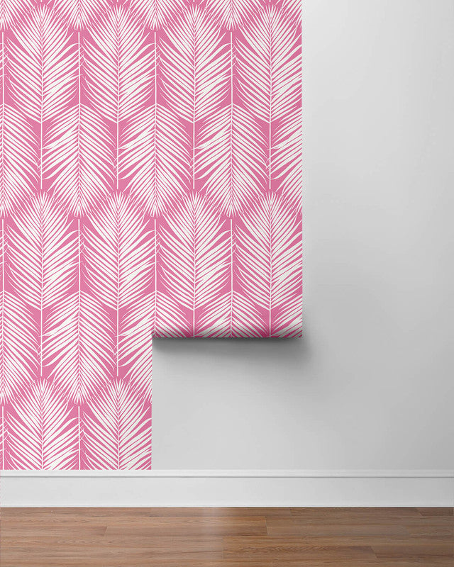 media image for Palm Silhouette Peel & Stick Wallpaper in Pink 221
