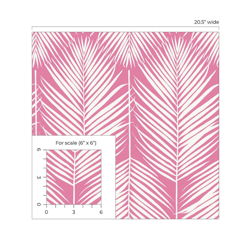 media image for Palm Silhouette Peel & Stick Wallpaper in Pink 28