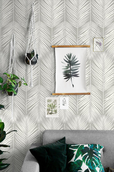 product image for Palm Silhouette Peel-and-Stick Wallpaper in Harbor Grey by NextWall 69