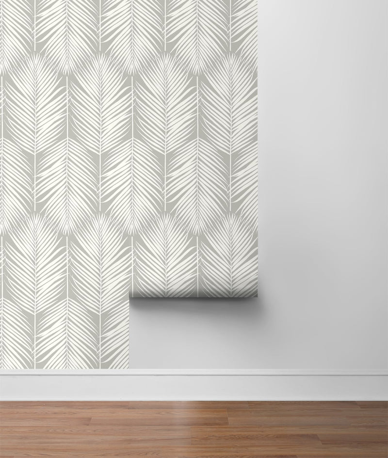 media image for Palm Silhouette Peel-and-Stick Wallpaper in Harbor Grey by NextWall 261