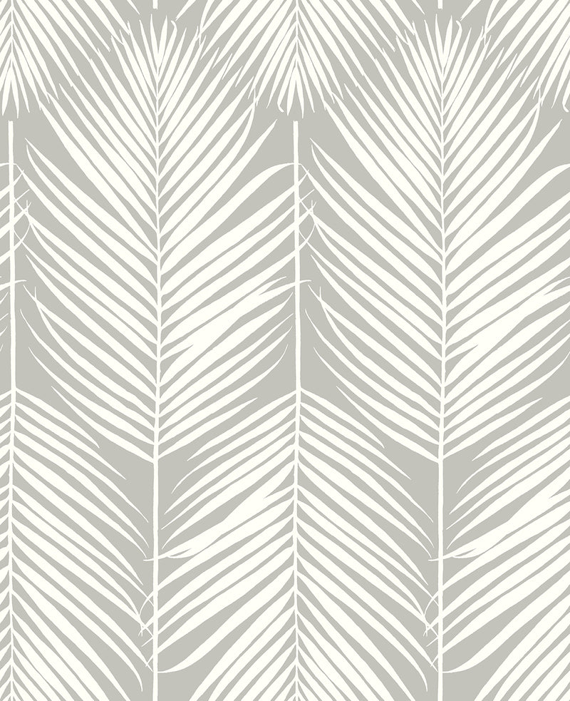 media image for Palm Silhouette Peel-and-Stick Wallpaper in Harbor Grey by NextWall 215