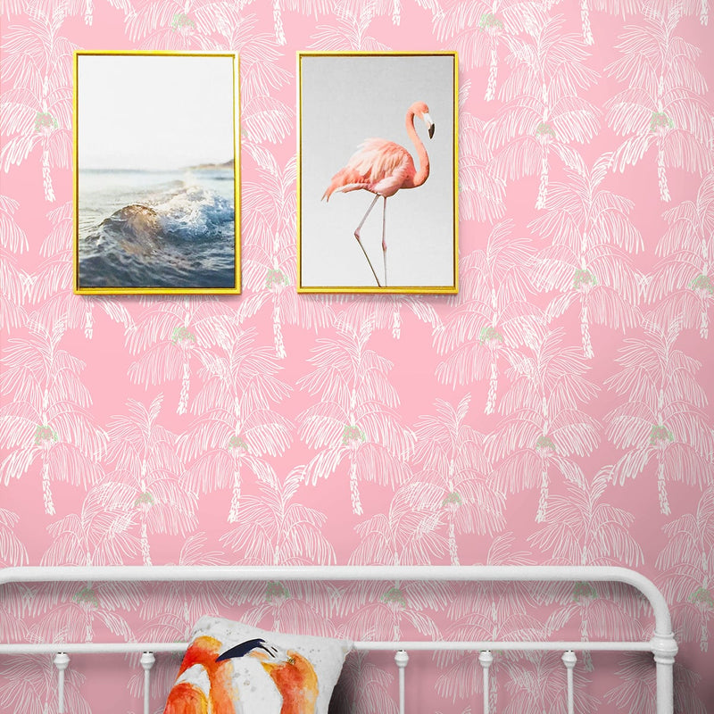 media image for Palm Beach Peel-and-Stick Wallpaper in Flamingo by NextWall 233