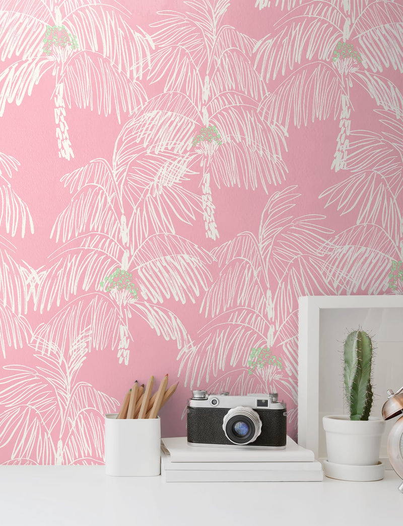 media image for Palm Beach Peel-and-Stick Wallpaper in Flamingo by NextWall 261