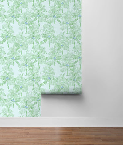 product image for Palm Beach Peel-and-Stick Wallpaper in Baby Blue and Seafoam by NextWall 25