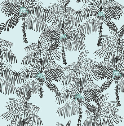 product image of sample palm beach peel and stick wallpaper in sky blue and black by nextwall 1 534