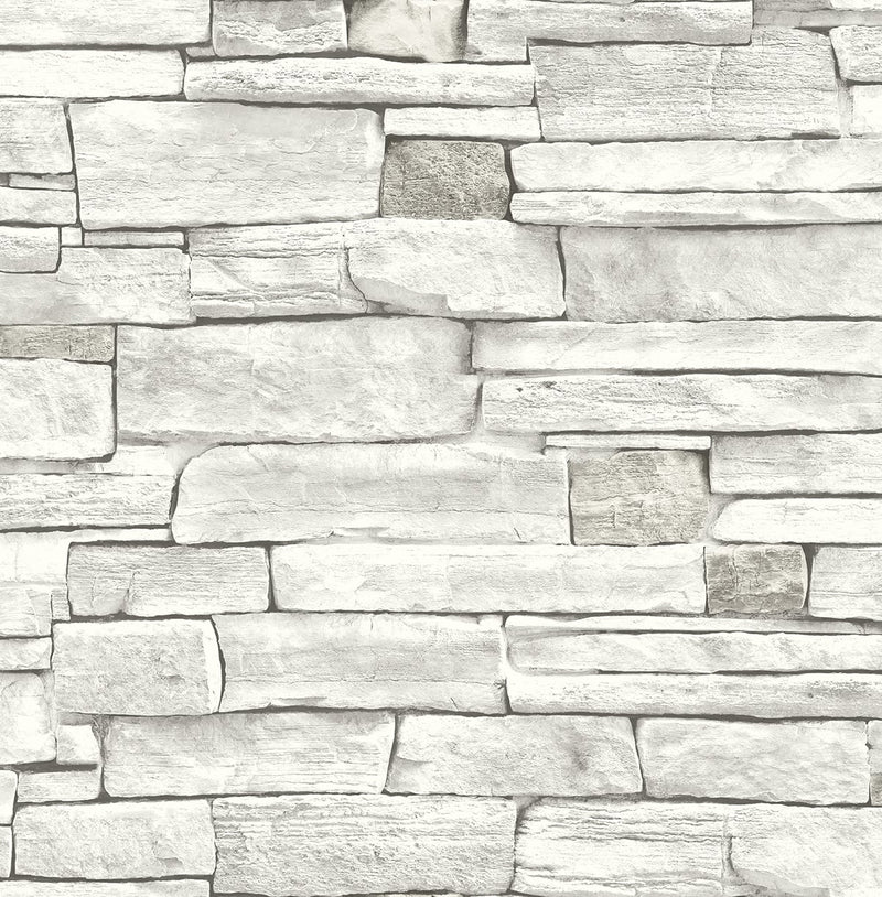 media image for Stacked Stone Peel-and-Stick Wallpaper in Arctic Grey by NextWall 240