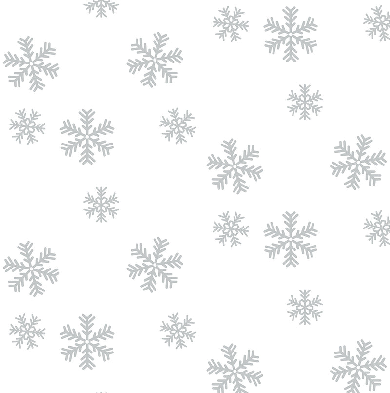 media image for Snowflakes Peel-and-Stick Wallpaper in Metallic Silver by NextWall 234
