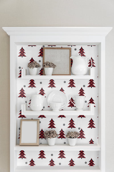 product image for Plaid Pines Wallpaper in Red and Black by NextWall 9
