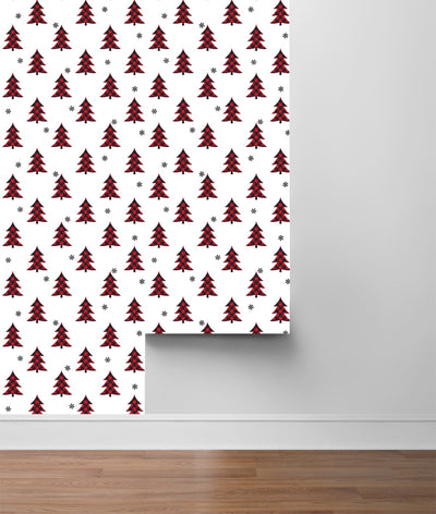 product image for Plaid Pines Wallpaper in Red and Black by NextWall 68