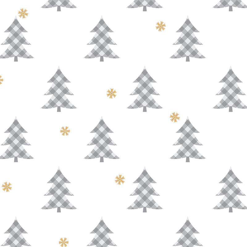 media image for Plaid Pines Wallpaper in Grey and Metallic Gold by NextWall 20