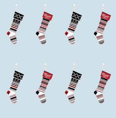 product image for Stockings Peel-and-Stick Wallpaper in Powder Blue and Red by NextWall 10