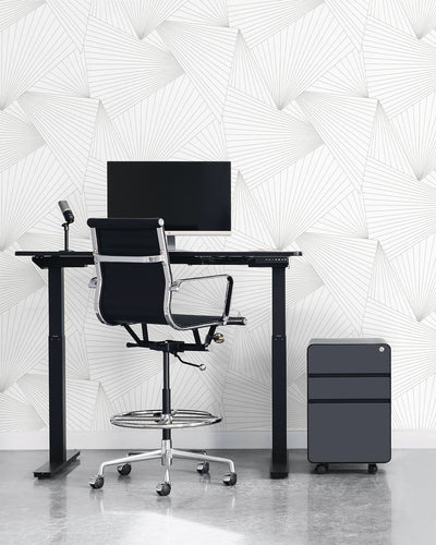 product image for Ray Geo Peel-and-Stick Wallpaper in White and Harbor Grey by NextWall 1