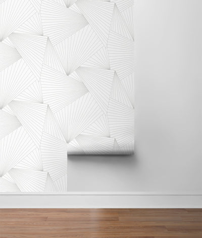 product image for Ray Geo Peel-and-Stick Wallpaper in White and Harbor Grey by NextWall 4
