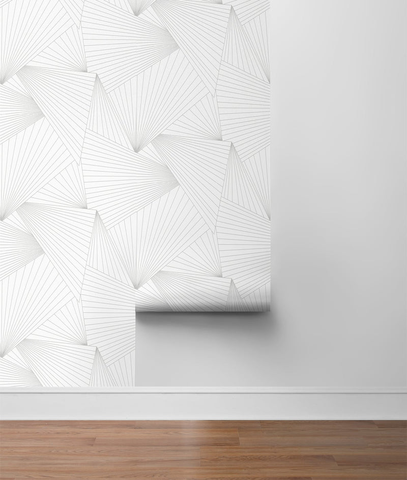media image for Ray Geo Peel-and-Stick Wallpaper in White and Harbor Grey by NextWall 261