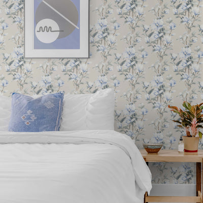 product image for Magnolia Trail Linen & French Blue Peel-and-Stick Wallpaper by NextWall 67