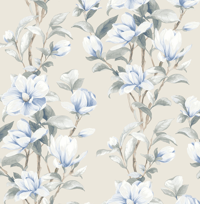 media image for Magnolia Trail Linen & French Blue Peel-and-Stick Wallpaper by NextWall 233