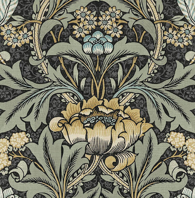 product image for Acanthus Floral Peel & Stick Wallpaper in Charocal & Goldenrod 99