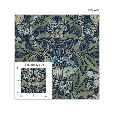 product image for Acanthus Floral Peel & Stick Wallpaper in Denim & Sage 81