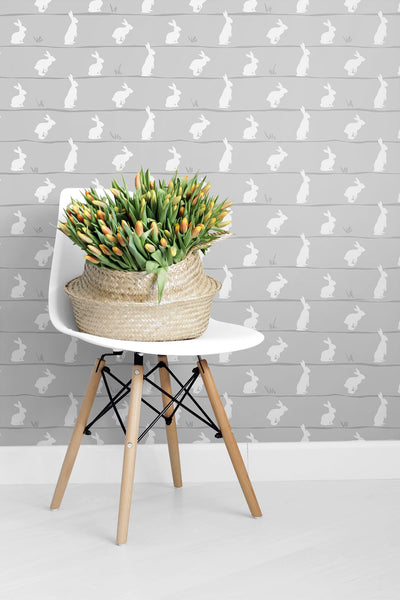 product image for Bunny Trail Daydream Grey Peel-and-Stick Wallpaper by NextWall 53