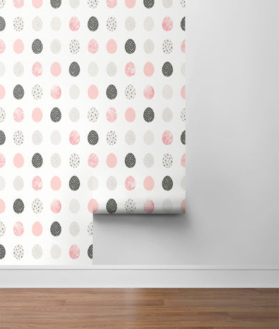 product image for Mod Eggs Pink & Black Peel-and-Stick Wallpaper by NextWall 76