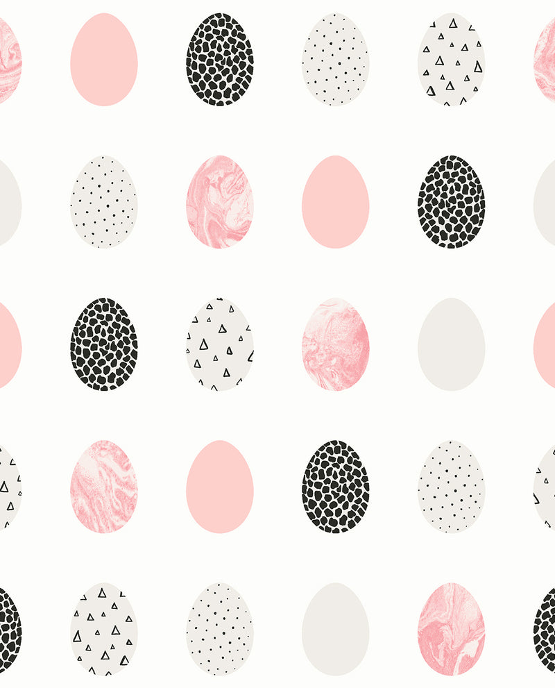 media image for Mod Eggs Pink & Black Peel-and-Stick Wallpaper by NextWall 270