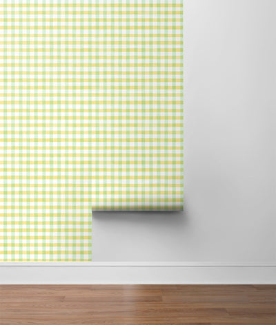 product image for Spring Plaid Lemon Lime Peel-and-Stick Wallpaper by NextWall 39