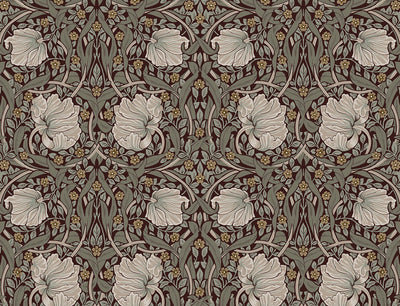 product image of Sample Primrose Floral Peel-and-Stick Wallpaper in Auburn & Eucalyptus 55