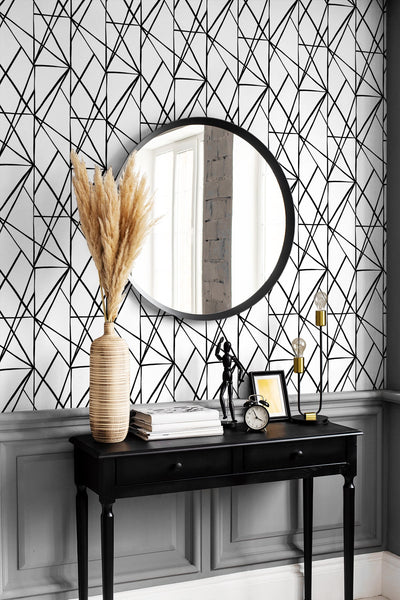 product image for Quartz Geo Black & White Peel-and-Stick Wallpaper by NextWall 17