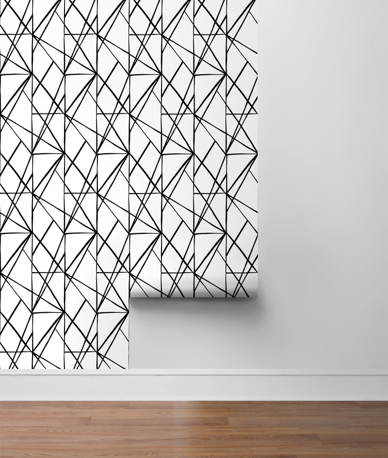 media image for Quartz Geo Black & White Peel-and-Stick Wallpaper by NextWall 28