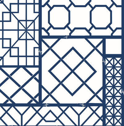product image for Garden Trellis Navy Blue Peel-and-Stick Wallpaper by NextWall 33
