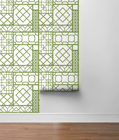 product image for Garden Trellis Spring Green Peel-and-Stick Wallpaper by NextWall 48