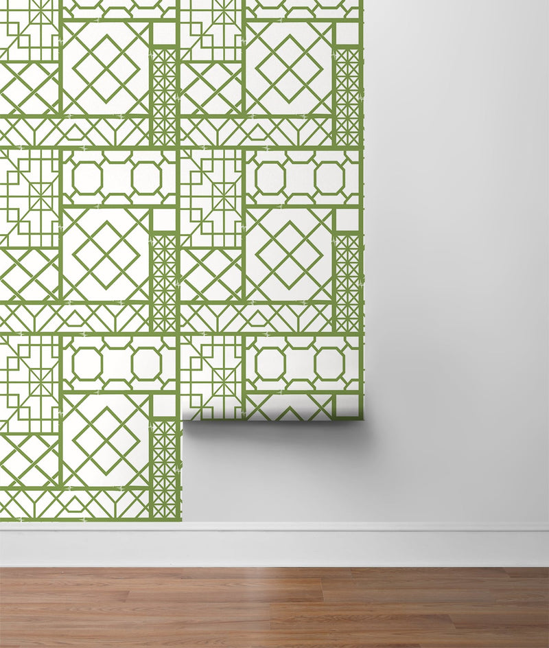 media image for Garden Trellis Spring Green Peel-and-Stick Wallpaper by NextWall 264