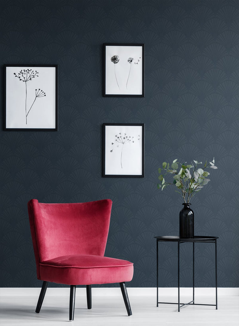 media image for Arches Denim Blue Peel-and-Stick Wallpaper by NextWall 251