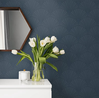 product image for Arches Denim Blue Peel-and-Stick Wallpaper by NextWall 58