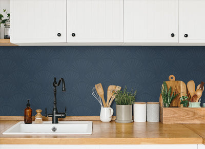 product image for Arches Denim Blue Peel-and-Stick Wallpaper by NextWall 76
