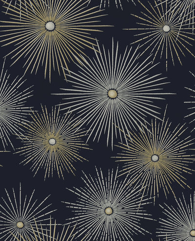 product image for Starburst Geo Midnight & Gold Peel-and-Stick Wallpaper by NextWall 97