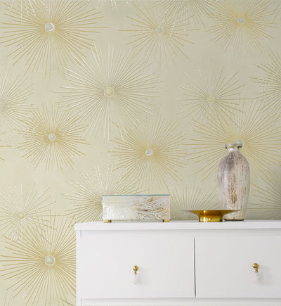 product image for Starburst Geo Ivory & Gold Peel-and-Stick Wallpaper by NextWall 15