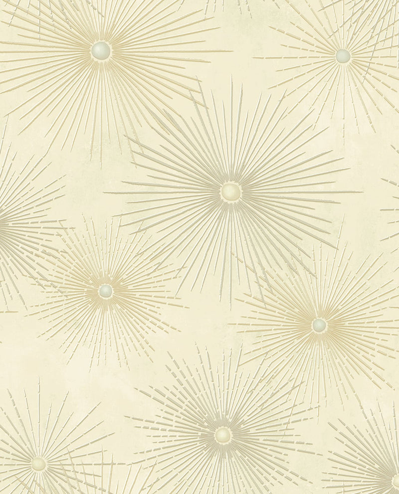 media image for Starburst Geo Ivory & Gold Peel-and-Stick Wallpaper by NextWall 294