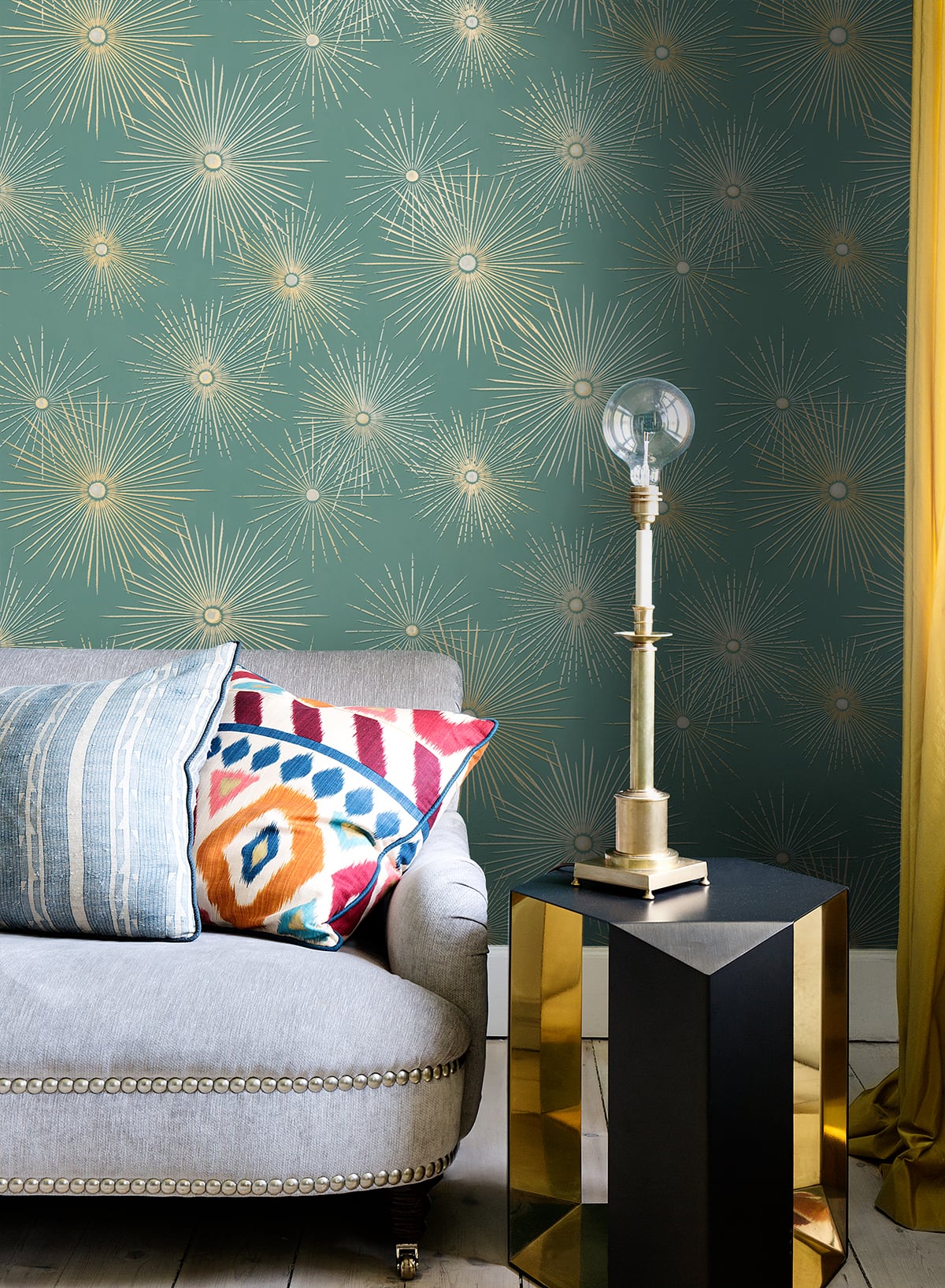 Shop Starburst Geo Teal & Gold PeelandStick Wallpaper Burke Decor