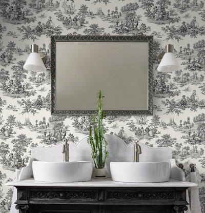 product image for Chateau Toile Inkwell Peel-and-Stick Wallpaper by NextWall 31