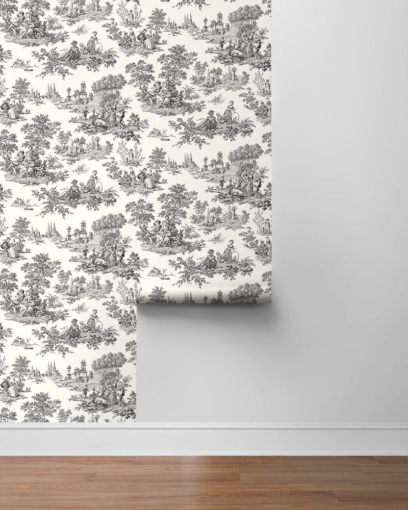 media image for Chateau Toile Inkwell Peel-and-Stick Wallpaper by NextWall 282