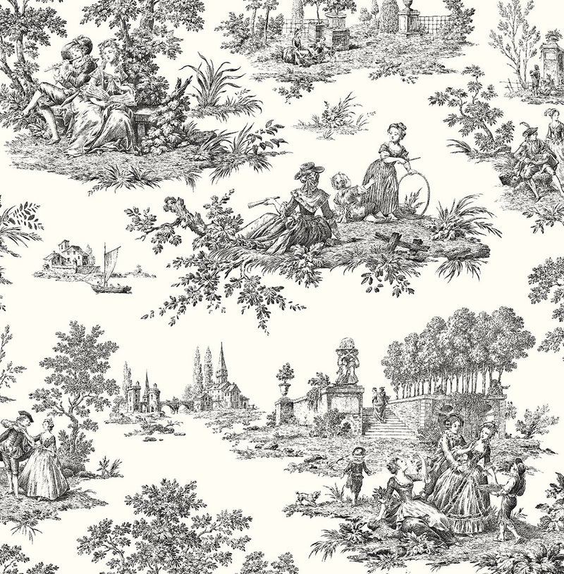 media image for Chateau Toile Inkwell Peel-and-Stick Wallpaper by NextWall 284