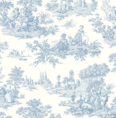 product image of Chateau Toile Blue Bell Peel-and-Stick Wallpaper by NextWall 546