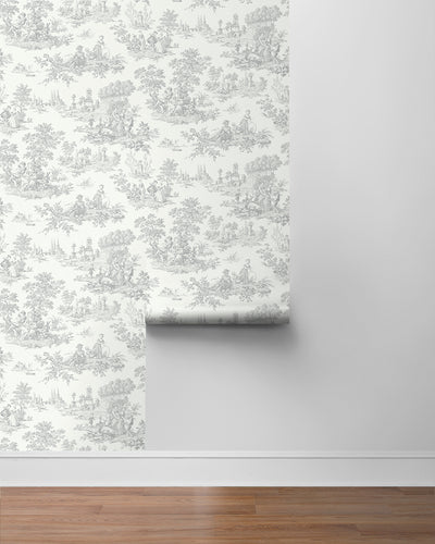 product image for Chateau Toile Peel-and-Stick Wallpaper in Argos Grey 97