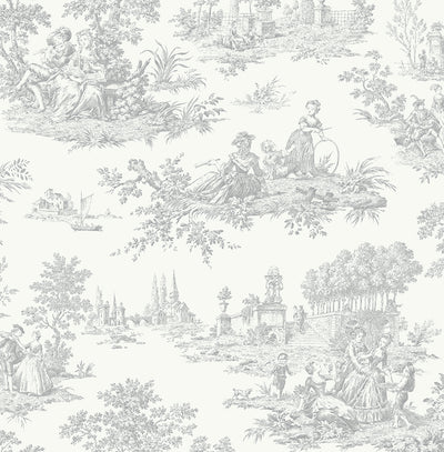 product image for Chateau Toile Peel-and-Stick Wallpaper in Argos Grey 67