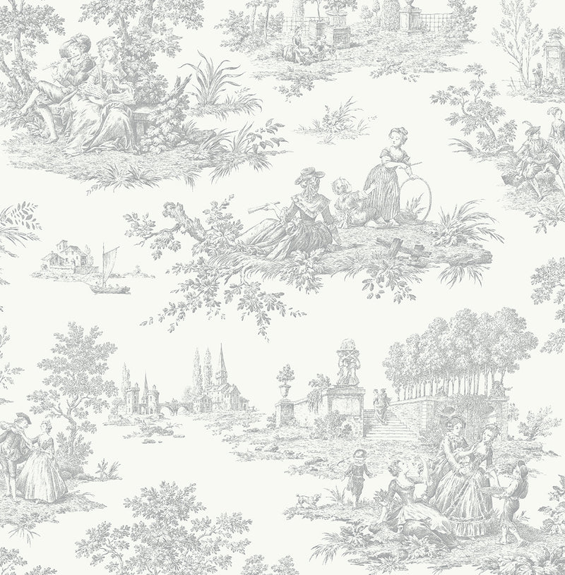 media image for Chateau Toile Peel-and-Stick Wallpaper in Argos Grey 238