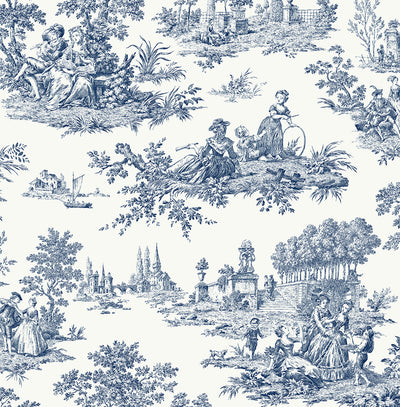 product image of Sample Chateau Toile Peel-and-Stick Wallpaper in Navy Blue 581